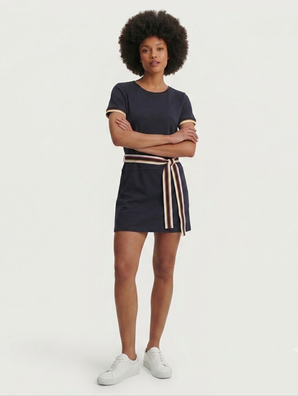 NWT Saint James Karen Organic Cotton Belted Mini Dress Navy Blue Size 6 / US Sma
